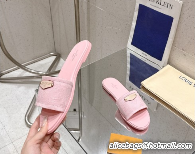 Luxury Louis Vuitton Lily Flat Slides Sandal in Monogram Denim Pink 2025 1AGX78