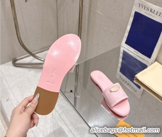 Luxury Louis Vuitton Lily Flat Slides Sandal in Monogram Denim Pink 2025 1AGX78