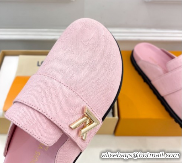 Popular Style Louis Vuitton LV Cosy Comfort Mules in Monogram Denim Pink 2025 1AGVOO