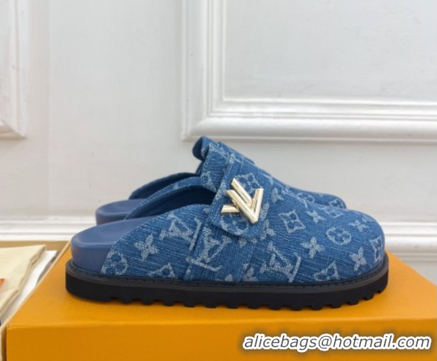 Trendy Design Louis Vuitton LV Cosy Comfort Mules in Monogram Denim Blue 2025 1AGVOO
