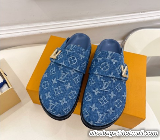 Trendy Design Louis Vuitton LV Cosy Comfort Mules in Monogram Denim Blue 2025 1AGVOO