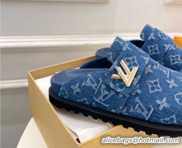 Trendy Design Louis Vuitton LV Cosy Comfort Mules in Monogram Denim Blue 2025 1AGVOO