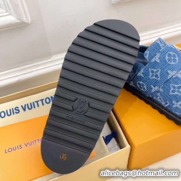 Trendy Design Louis Vuitton LV Cosy Comfort Mules in Monogram Denim Blue 2025 1AGVOO