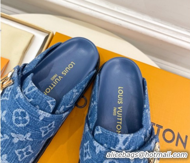 Trendy Design Louis Vuitton LV Cosy Comfort Mules in Monogram Denim Blue 2025 1AGVOO