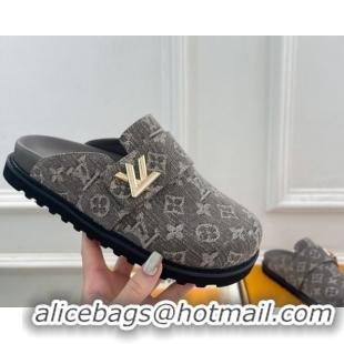 Charming Louis Vuitton LV Cosy Comfort Mules in Monogram Denim Grey 2025 1AGVOO