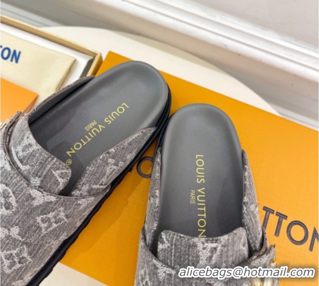 Charming Louis Vuitton LV Cosy Comfort Mules in Monogram Denim Grey 2025 1AGVOO