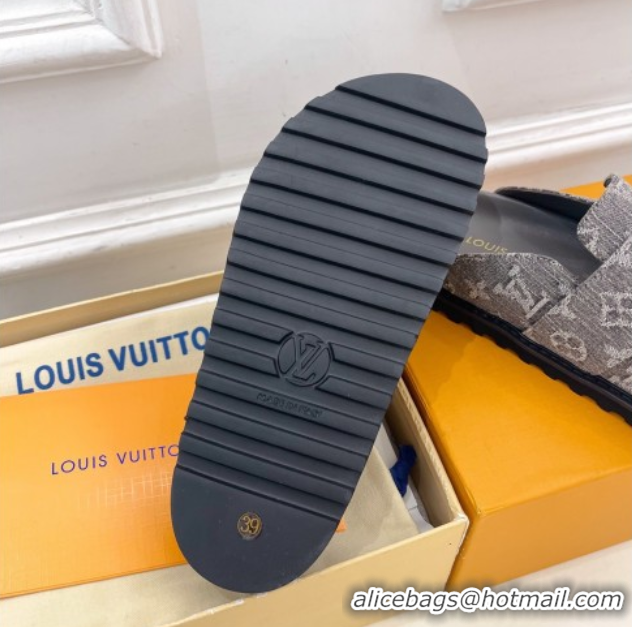 Charming Louis Vuitton LV Cosy Comfort Mules in Monogram Denim Grey 2025 1AGVOO