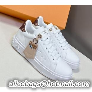 Top Design Louis Vuitton Time Out Sneakers in White Leather with Key Bell Animal 2025 LV042203
