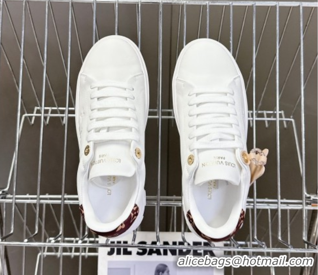 Top Design Louis Vuitton Time Out Sneakers in White Leather with Key Bell Animal 2025 LV042203