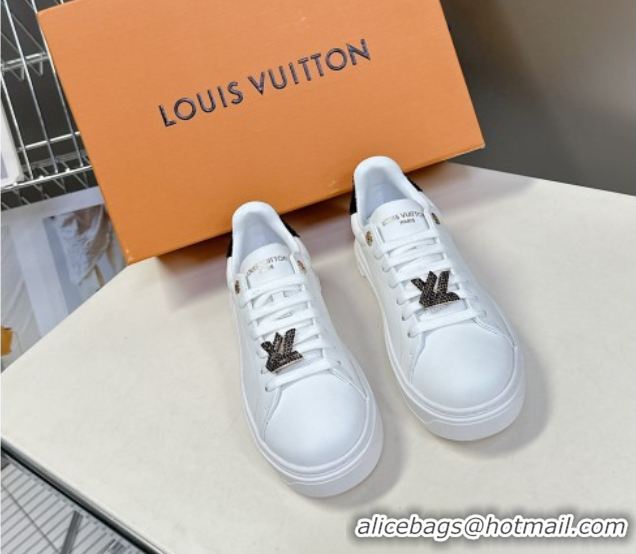 Sophisticated Louis Vuitton Time Out Sneakers in White Leather with Strass LV 2025 LV042203