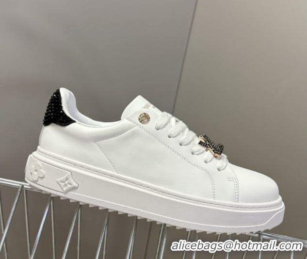 Sophisticated Louis Vuitton Time Out Sneakers in White Leather with Strass LV 2025 LV042203