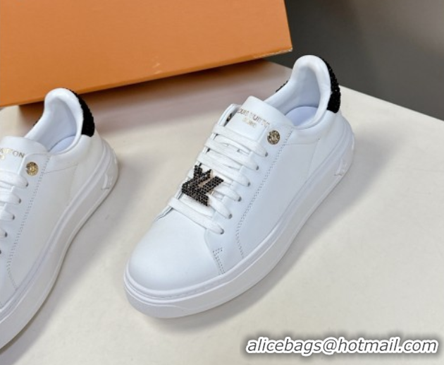 Sophisticated Louis Vuitton Time Out Sneakers in White Leather with Strass LV 2025 LV042203
