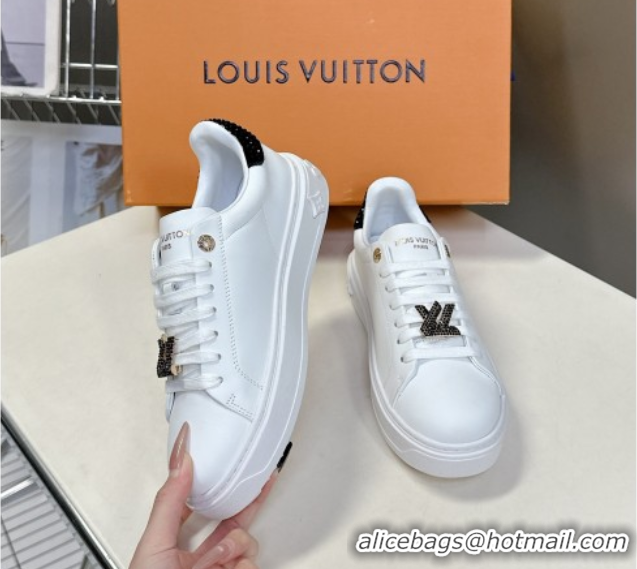 Sophisticated Louis Vuitton Time Out Sneakers in White Leather with Strass LV 2025 LV042203