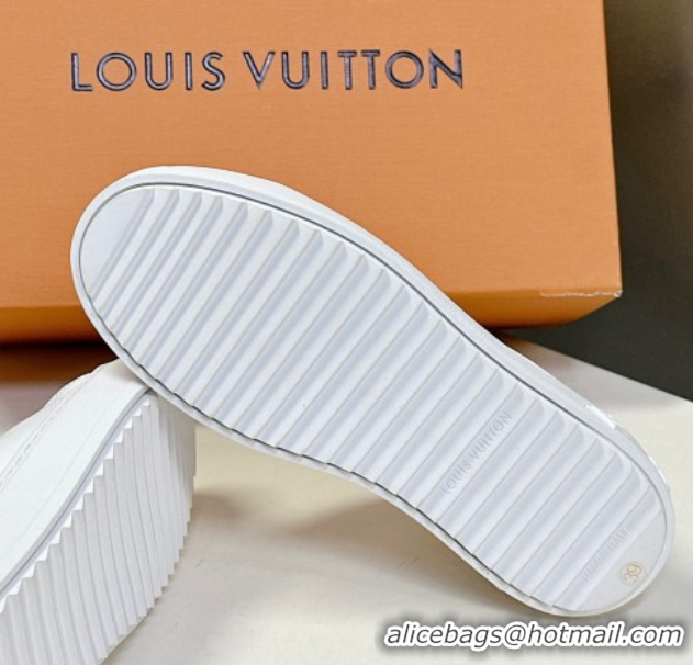 Sophisticated Louis Vuitton Time Out Sneakers in White Leather with Strass LV 2025 LV042203