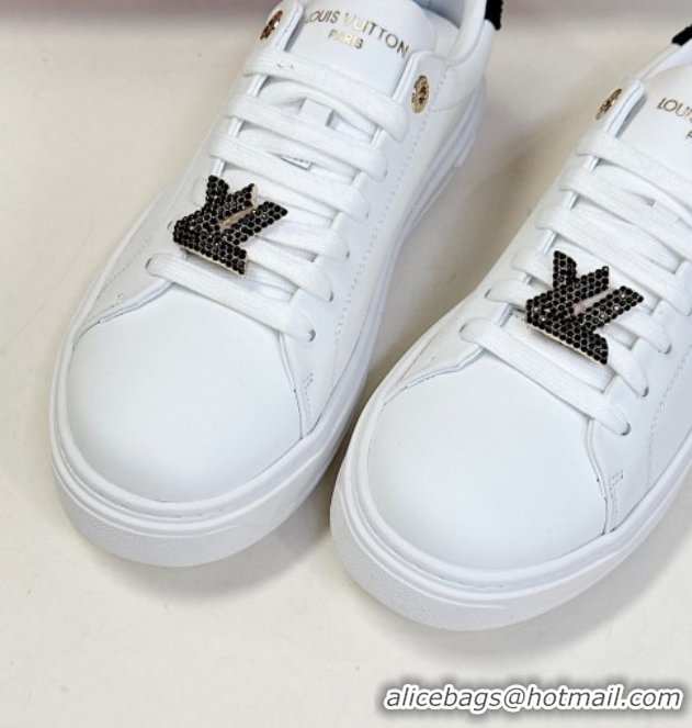 Sophisticated Louis Vuitton Time Out Sneakers in White Leather with Strass LV 2025 LV042203