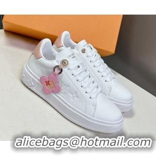 Good Quality Louis Vuitton Time Out Sneakers in White Leather with Vivienne Hangs 2025 LV042203