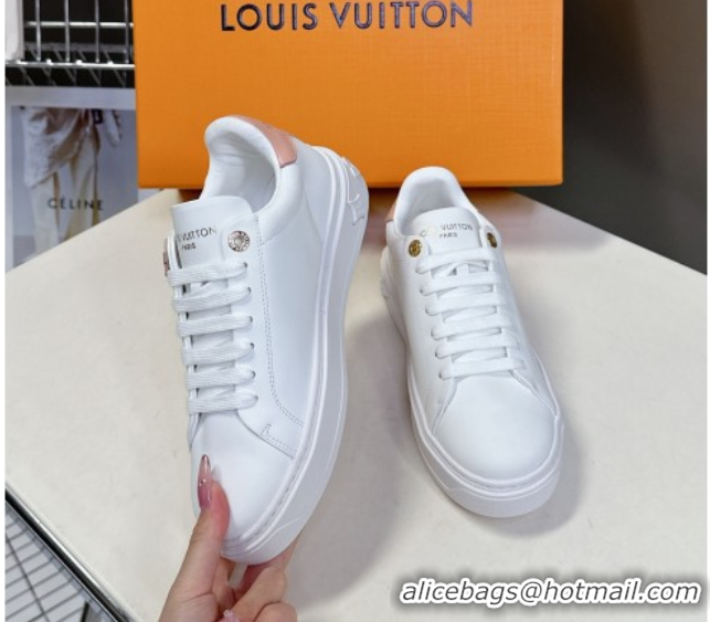Good Quality Louis Vuitton Time Out Sneakers in White Leather with Vivienne Hangs 2025 LV042203