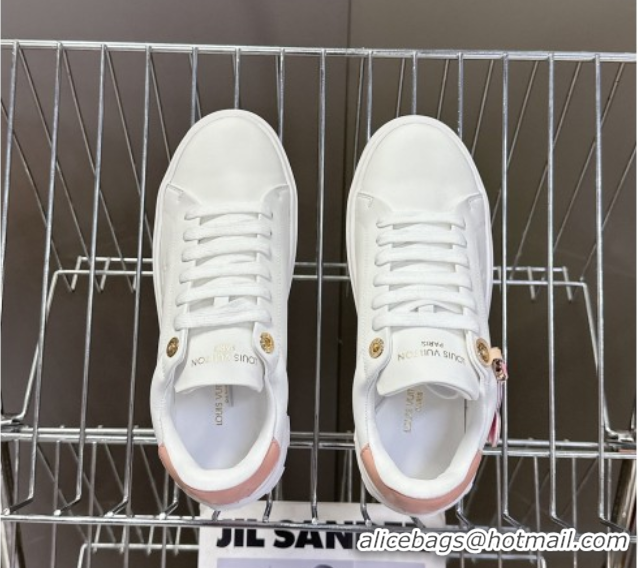 Good Quality Louis Vuitton Time Out Sneakers in White Leather with Vivienne Hangs 2025 LV042203