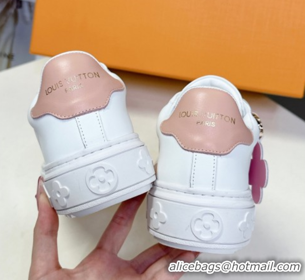 Good Quality Louis Vuitton Time Out Sneakers in White Leather with Vivienne Hangs 2025 LV042203