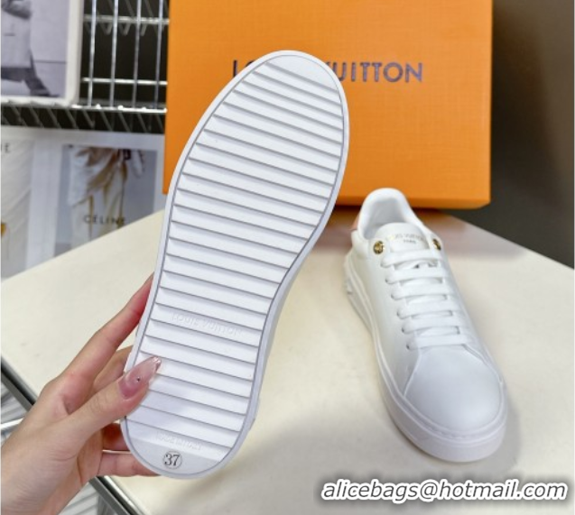Good Quality Louis Vuitton Time Out Sneakers in White Leather with Vivienne Hangs 2025 LV042203