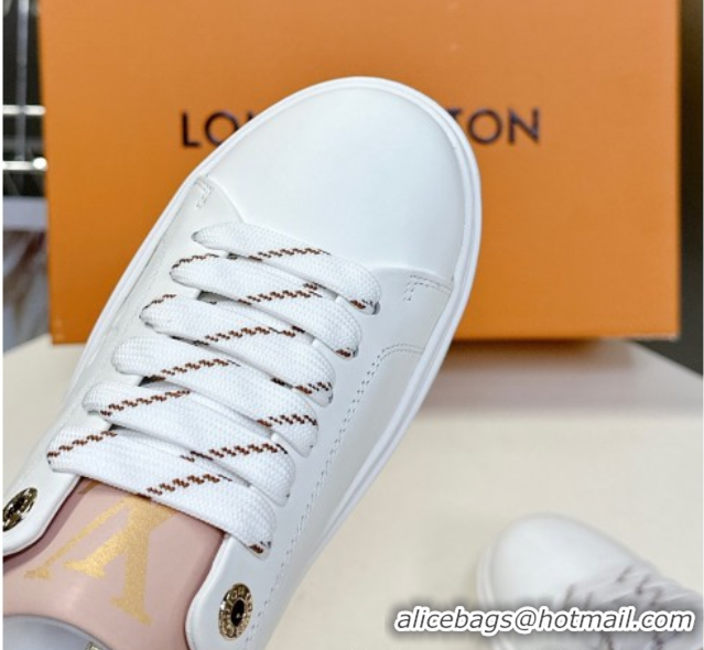 Big Discount Louis Vuitton Time Out Sneakers in Leather with LV Tag White/Brown 2025 LV042203