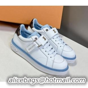 Stylish Louis Vuitton Time Out Sneakers in White Leather with Strap Buckle 2025 LV042203
