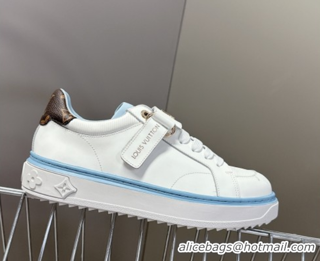 Stylish Louis Vuitton Time Out Sneakers in White Leather with Strap Buckle 2025 LV042203