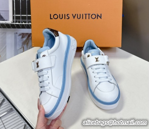 Stylish Louis Vuitton Time Out Sneakers in White Leather with Strap Buckle 2025 LV042203