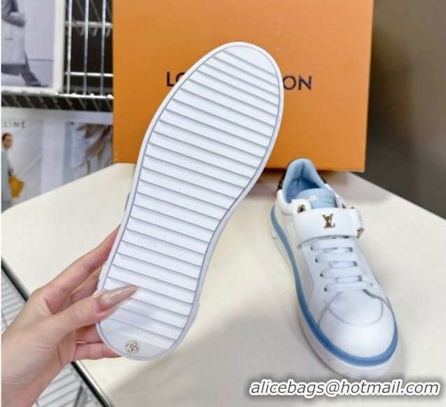 Stylish Louis Vuitton Time Out Sneakers in White Leather with Strap Buckle 2025 LV042203