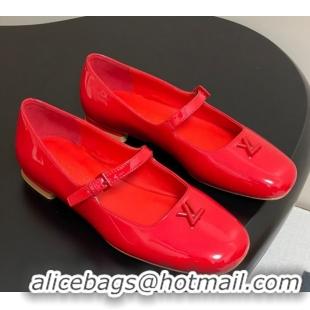 Low Cost Louis Vuitton Swing Flat Mary Jane Ballerinas in Patent Leather Red 2025 1AGUO5