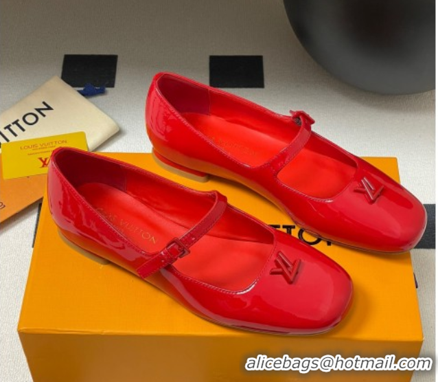 Low Cost Louis Vuitton Swing Flat Mary Jane Ballerinas in Patent Leather Red 2025 1AGUO5