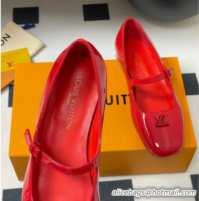 Low Cost Louis Vuitton Swing Flat Mary Jane Ballerinas in Patent Leather Red 2025 1AGUO5