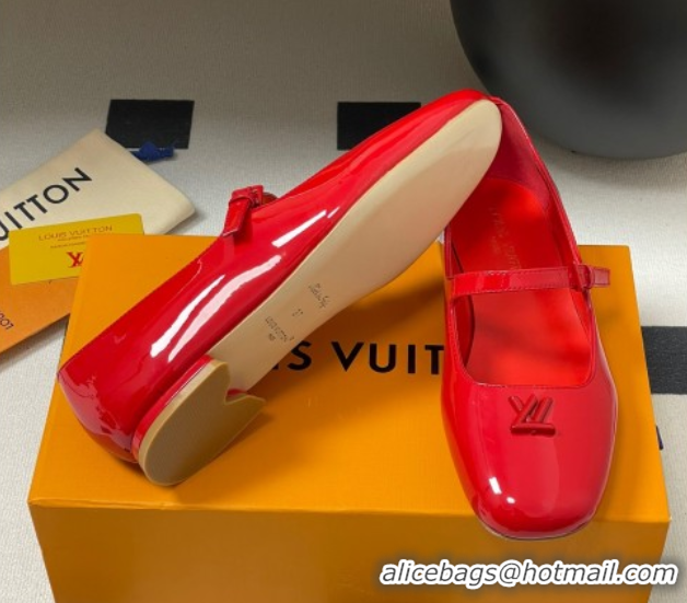 Low Cost Louis Vuitton Swing Flat Mary Jane Ballerinas in Patent Leather Red 2025 1AGUO5