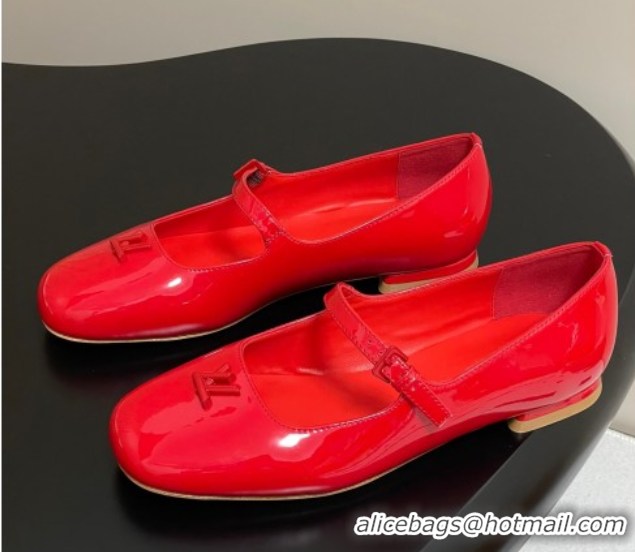 Low Cost Louis Vuitton Swing Flat Mary Jane Ballerinas in Patent Leather Red 2025 1AGUO5