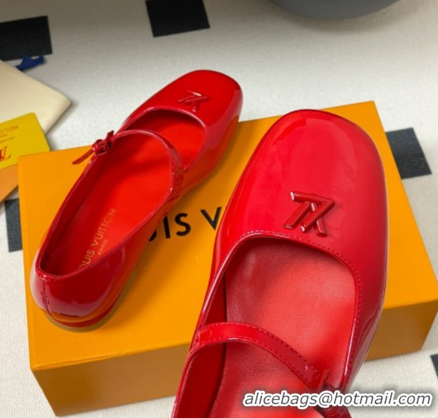 Low Cost Louis Vuitton Swing Flat Mary Jane Ballerinas in Patent Leather Red 2025 1AGUO5