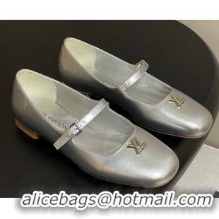 Lowest Cost Louis Vuitton Swing Flat Mary Jane Ballerinas in Calf Leather Silver 2025 1AGUO5