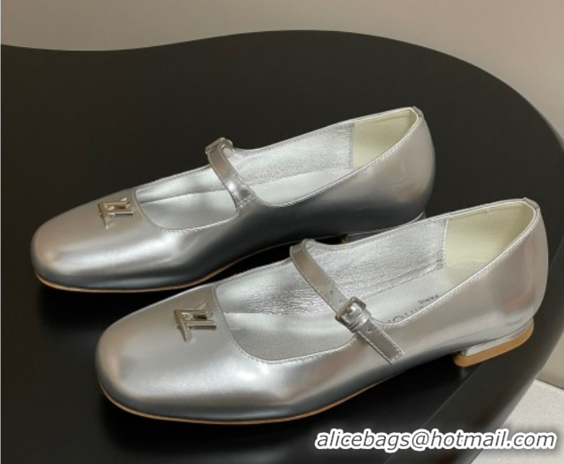 Lowest Cost Louis Vuitton Swing Flat Mary Jane Ballerinas in Calf Leather Silver 2025 1AGUO5