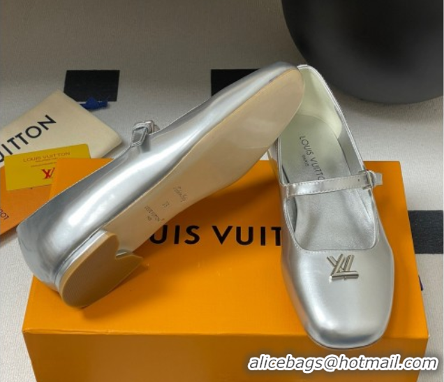 Lowest Cost Louis Vuitton Swing Flat Mary Jane Ballerinas in Calf Leather Silver 2025 1AGUO5