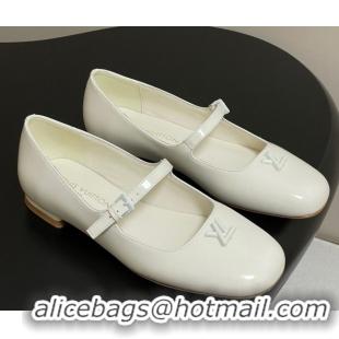 Good Product Louis Vuitton Swing Flat Mary Jane Ballerinas in Patent Leather White 2025 1AGUO5