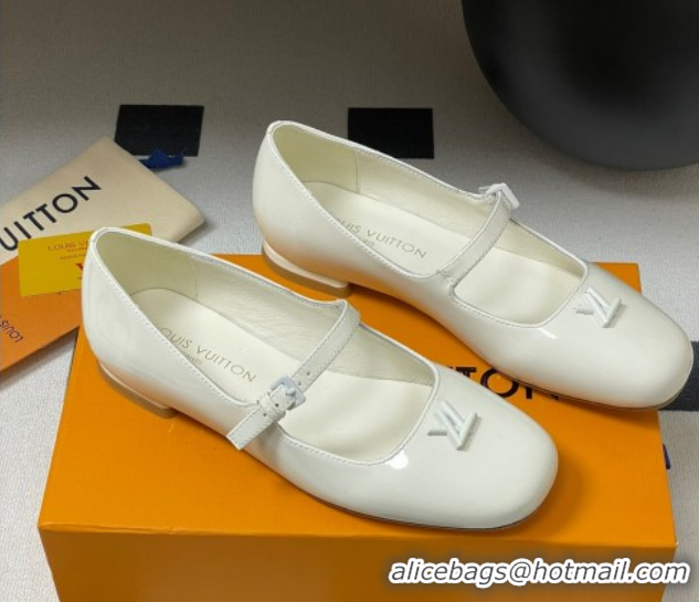 Good Product Louis Vuitton Swing Flat Mary Jane Ballerinas in Patent Leather White 2025 1AGUO5