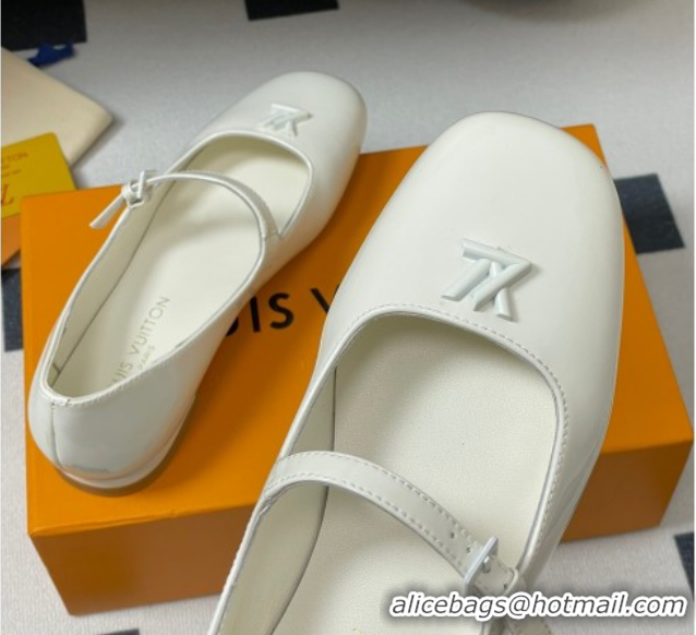 Good Product Louis Vuitton Swing Flat Mary Jane Ballerinas in Patent Leather White 2025 1AGUO5