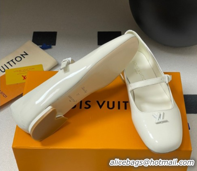 Good Product Louis Vuitton Swing Flat Mary Jane Ballerinas in Patent Leather White 2025 1AGUO5