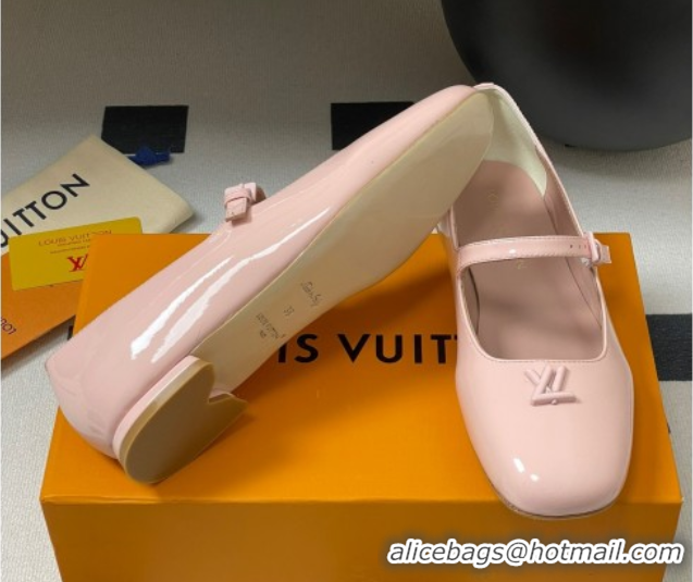 Top Grade Louis Vuitton Swing Flat Mary Jane Ballerinas in Patent Leather Light Pink 2025 1AGUO5