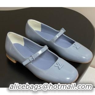 Lower Price Louis Vuitton Swing Flat Mary Jane Ballerinas in Patent Leather Light Blue 2025 1AGUO5