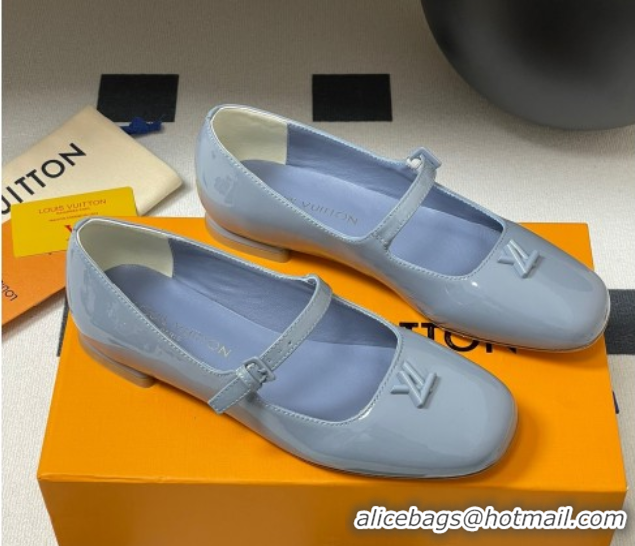 Lower Price Louis Vuitton Swing Flat Mary Jane Ballerinas in Patent Leather Light Blue 2025 1AGUO5