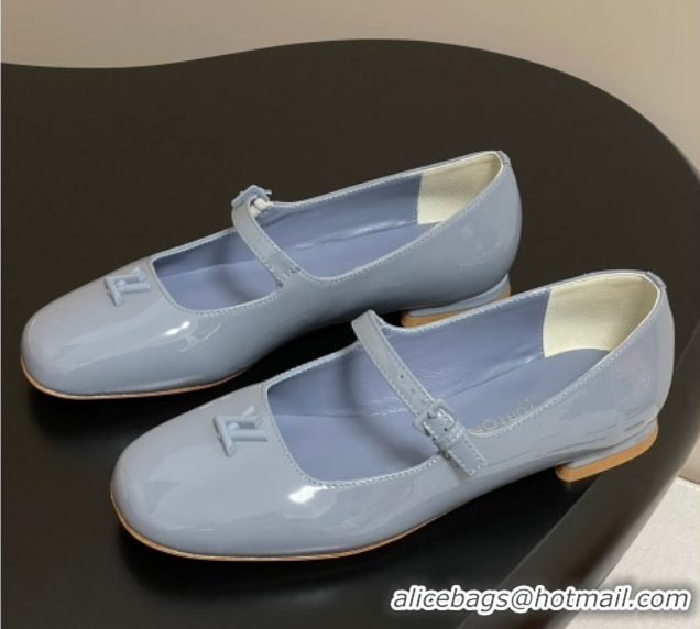 Lower Price Louis Vuitton Swing Flat Mary Jane Ballerinas in Patent Leather Light Blue 2025 1AGUO5