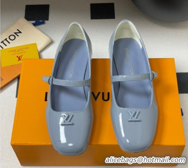 Lower Price Louis Vuitton Swing Flat Mary Jane Ballerinas in Patent Leather Light Blue 2025 1AGUO5