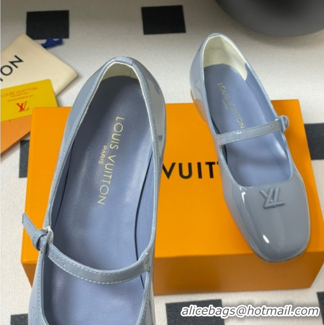 Lower Price Louis Vuitton Swing Flat Mary Jane Ballerinas in Patent Leather Light Blue 2025 1AGUO5