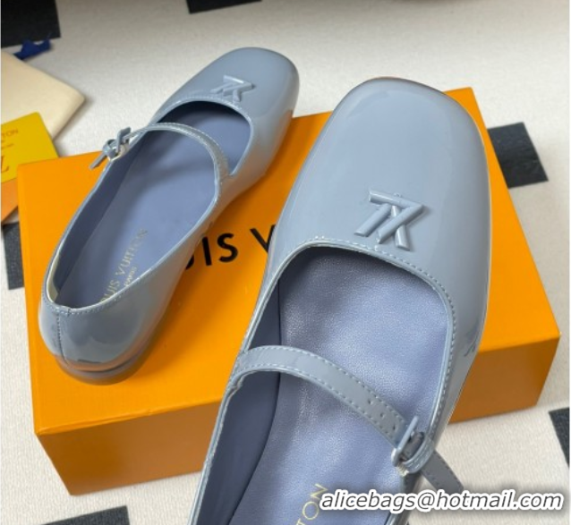 Lower Price Louis Vuitton Swing Flat Mary Jane Ballerinas in Patent Leather Light Blue 2025 1AGUO5
