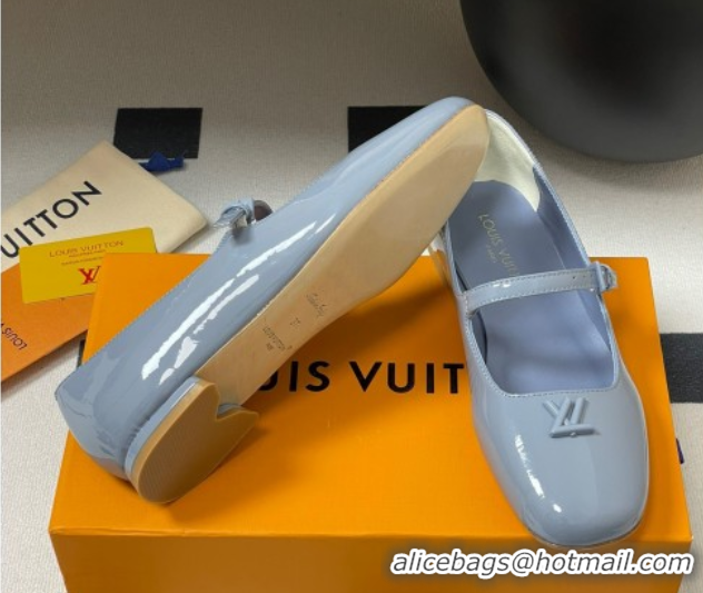 Lower Price Louis Vuitton Swing Flat Mary Jane Ballerinas in Patent Leather Light Blue 2025 1AGUO5